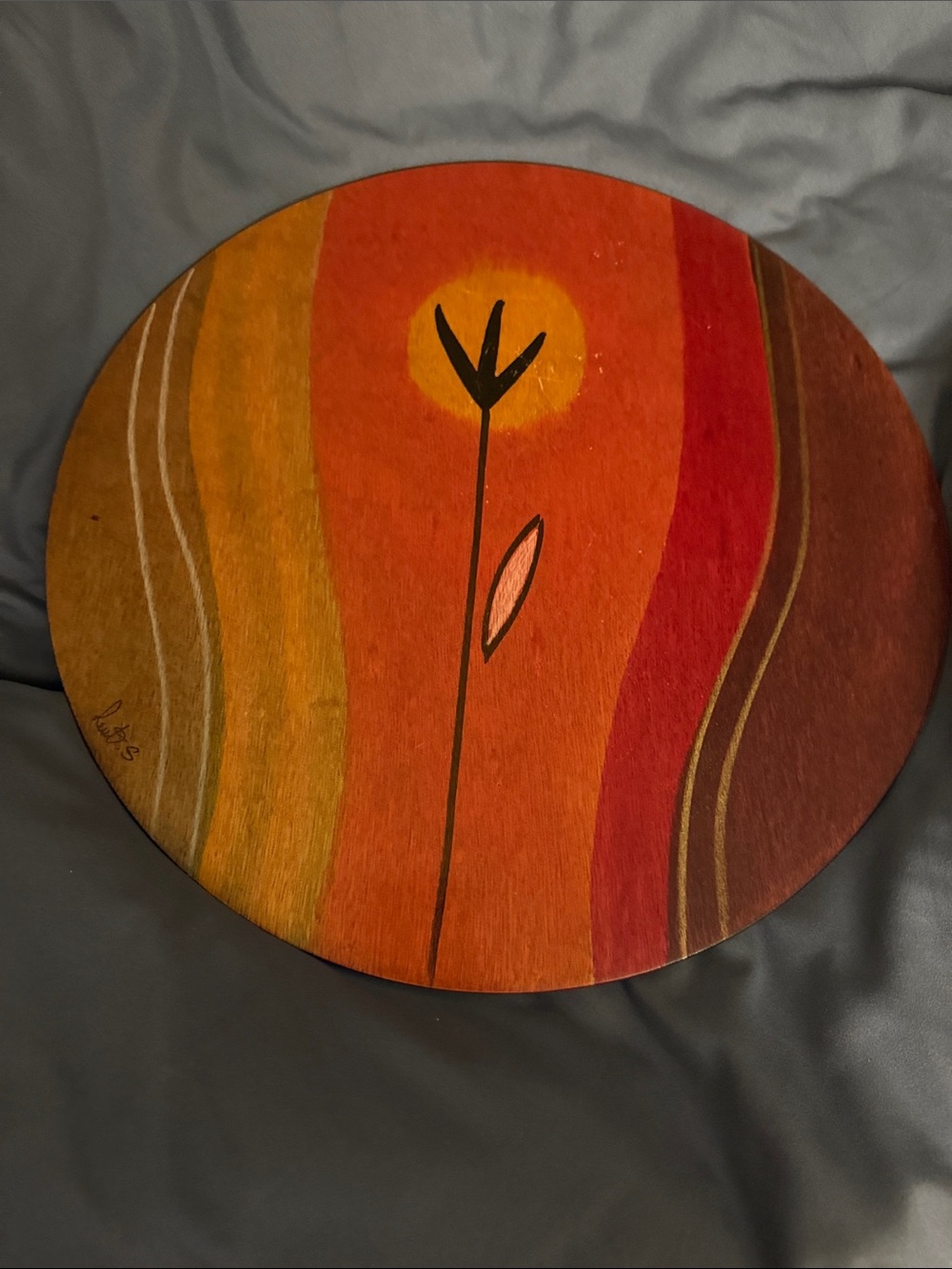Vintage Kakadu wooden Abstract Mid-Century Style tray Ruet Shahar OSS